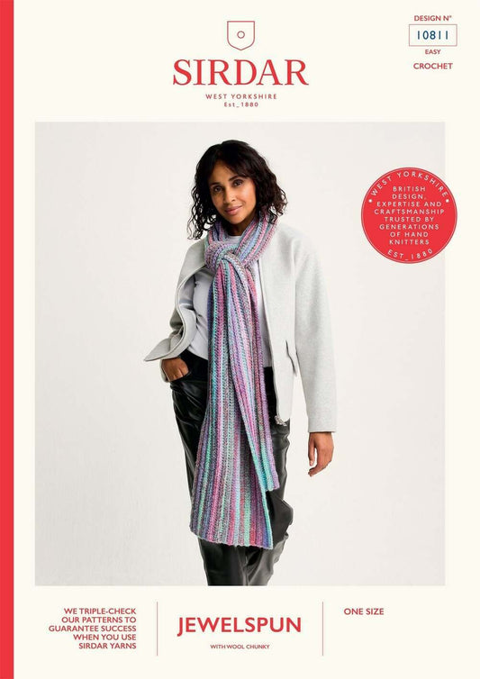Sirdar 10811 Scarf in Jewelspun with Wool Chunky