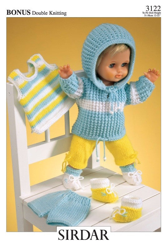 SIRDAR 3122  Dolls’ Track Suit (Top & Trousers) in Hayfield Bonus DK