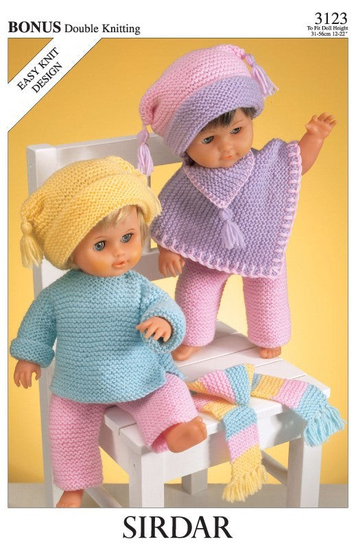 SIRDAR 3123  Doll’s Outfit & Accessories in Hayfield Bonus DK