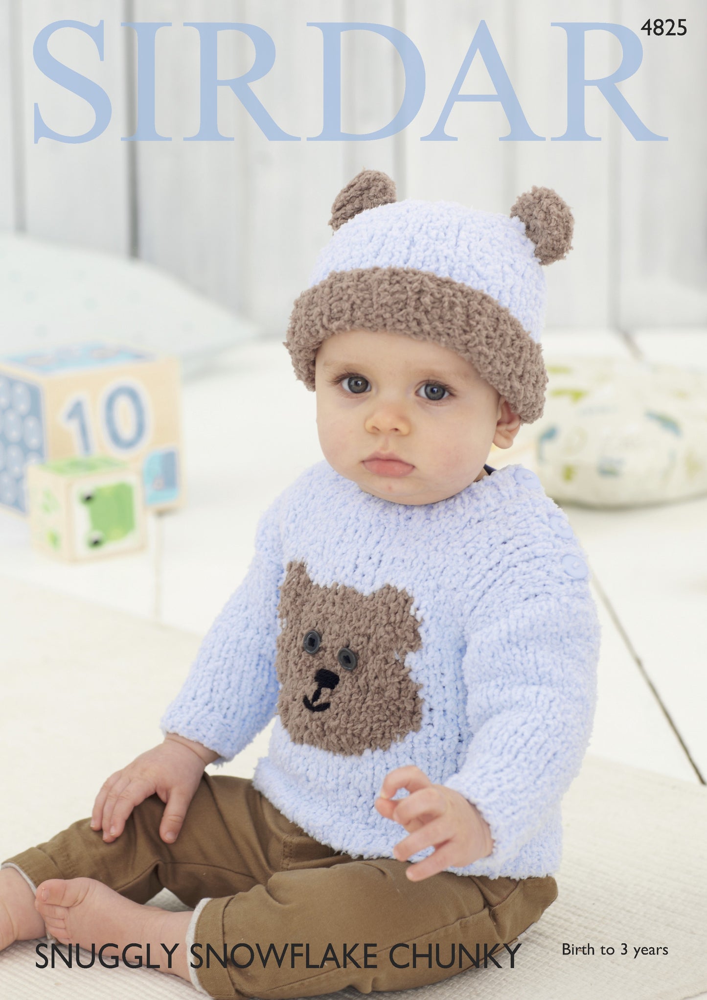 SIRDAR 4825  Teddy Bear Sweater & Hat in Snuggly Snowflake Chunky