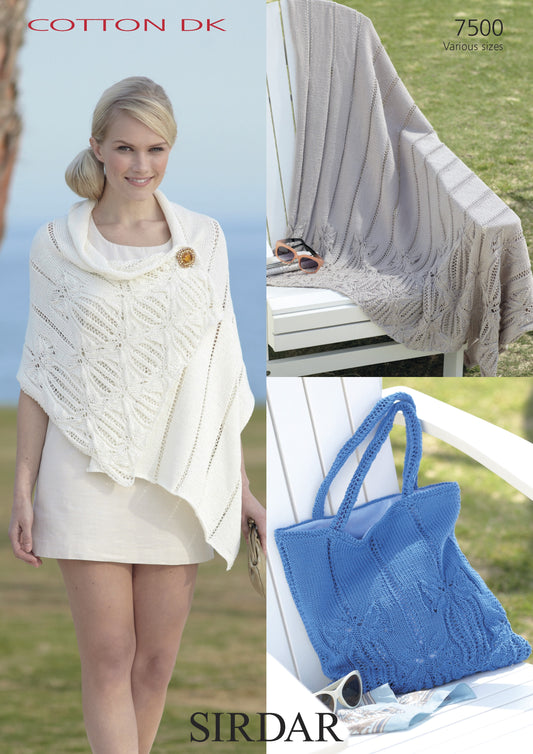 SIRDAR 7500  Throw, Wrap and Bag in Cotton DK