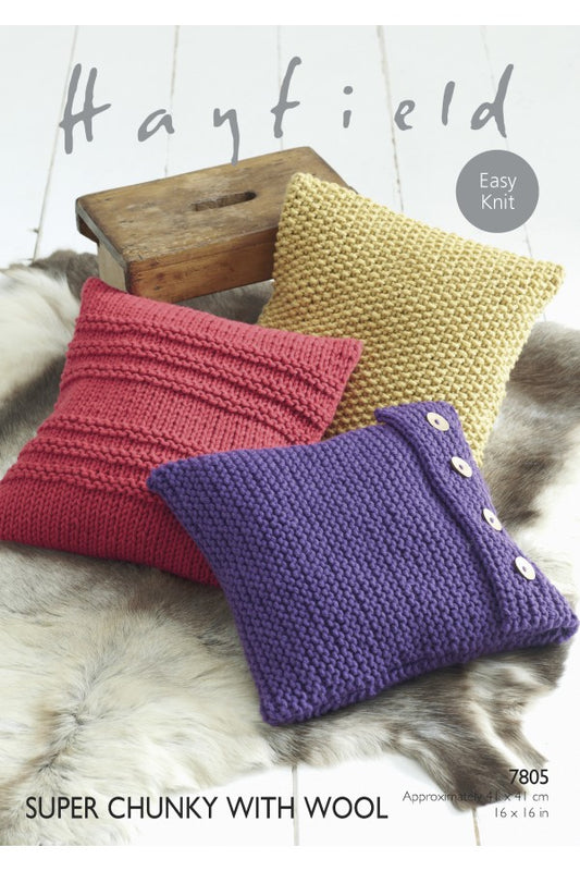 SIRDAR 7805  Cushion Covers in Hayfield Super Chunky with Wool