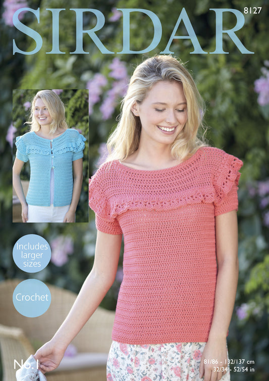SIRDAR 8127  Cardigan & Top (Crochet) in Sirdar No.1 DK