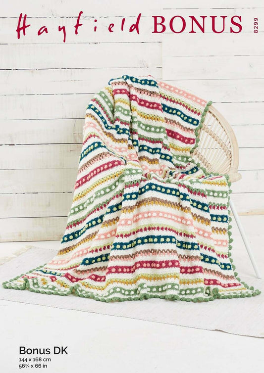 SIRDAR 8299  Tulip and Bobble Blanket in Hayfield Bonus DK