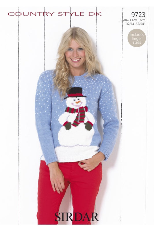 SIRDAR 9723  Snowman Christmas Sweater in Country Style DK